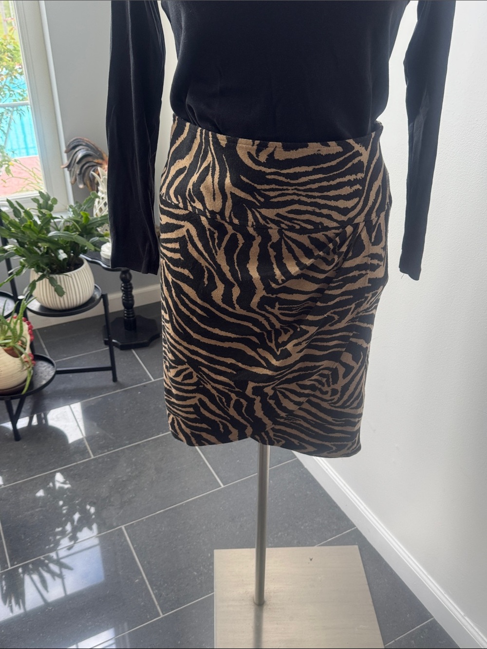 Lane Bryant Animal Print Black and Tan Pencil Skirt